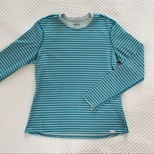 Patagonia Teal Striped Capilene 3 Women's Top